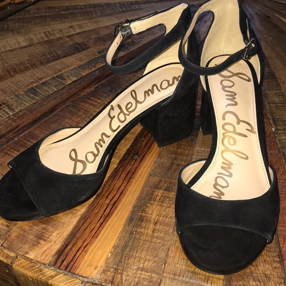 Sam Edelman suede ankle-strap block heel sandal
